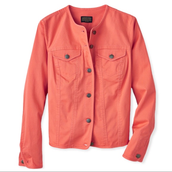 Pendleton coral Twill Laguna cotton collarless  Jacket / EUC - Picture 1 of 4